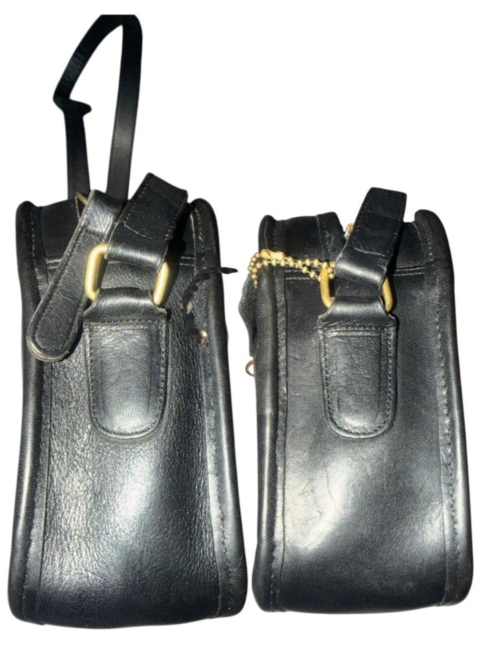 VTG Coach Camera Bag 9760 Black Leather Brass Crossbody Mid-80s NYC + Hang Tag - Picture 6 of 9